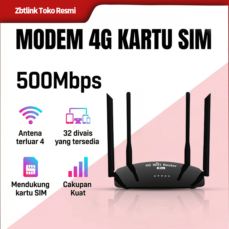ZBTlink 4G Router 500Mbps WiFi Sim Card Support