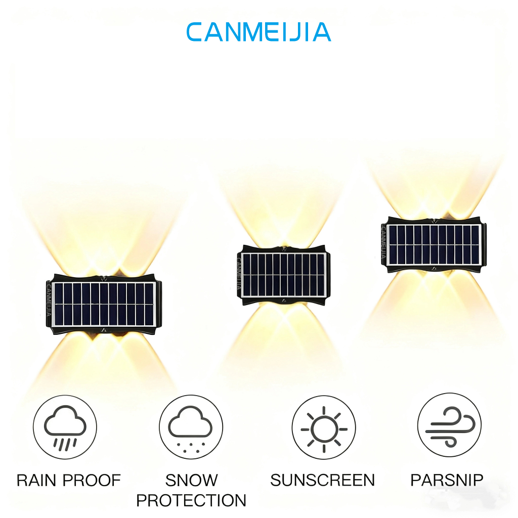 CANMEIJIA Lamp Dinding Tenaga Surya LED Ceiling Light Tahan Air Solar Wall Light Outdoor Lampu Anti 