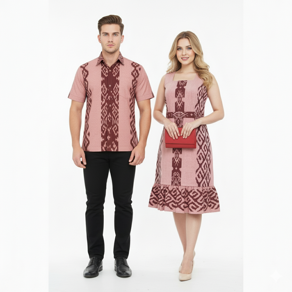 SET COUPLE TENUN WANITA PRIA WARNA PINK TERPISAH