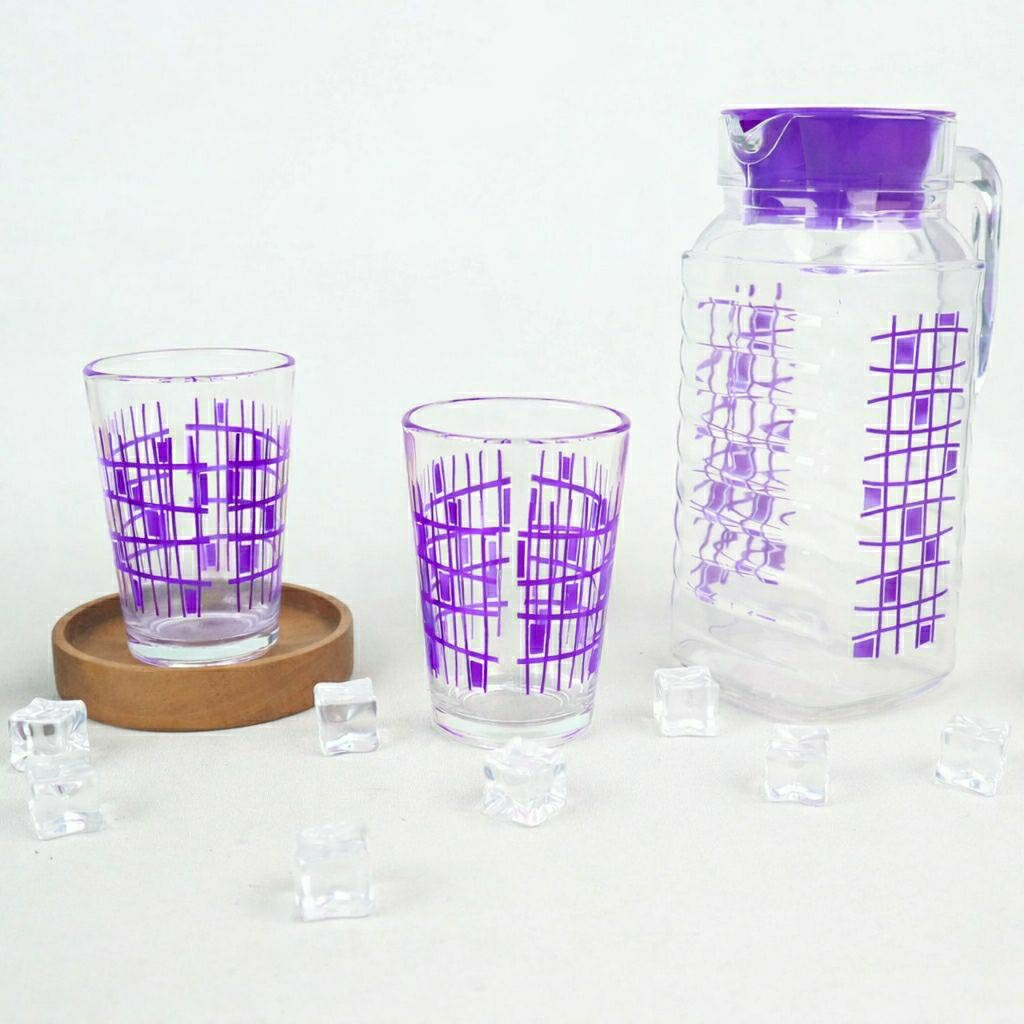 Teko Set/ Teko Paris 2 gelas 1 Teko / Teko gelas Kaca 3 in 1