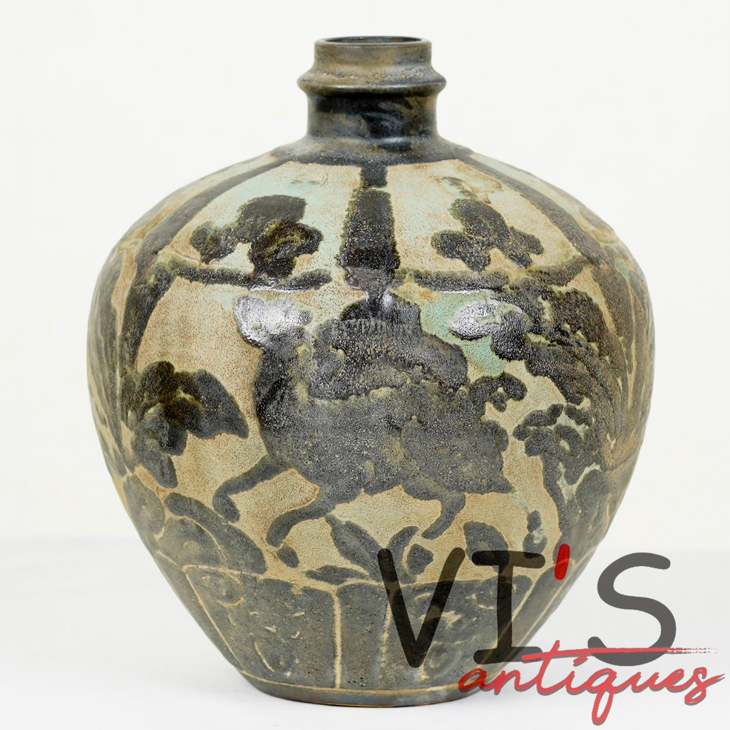 Vas Dynasty Grey Animal Guci Keramik Antik Kuno Asli Cina