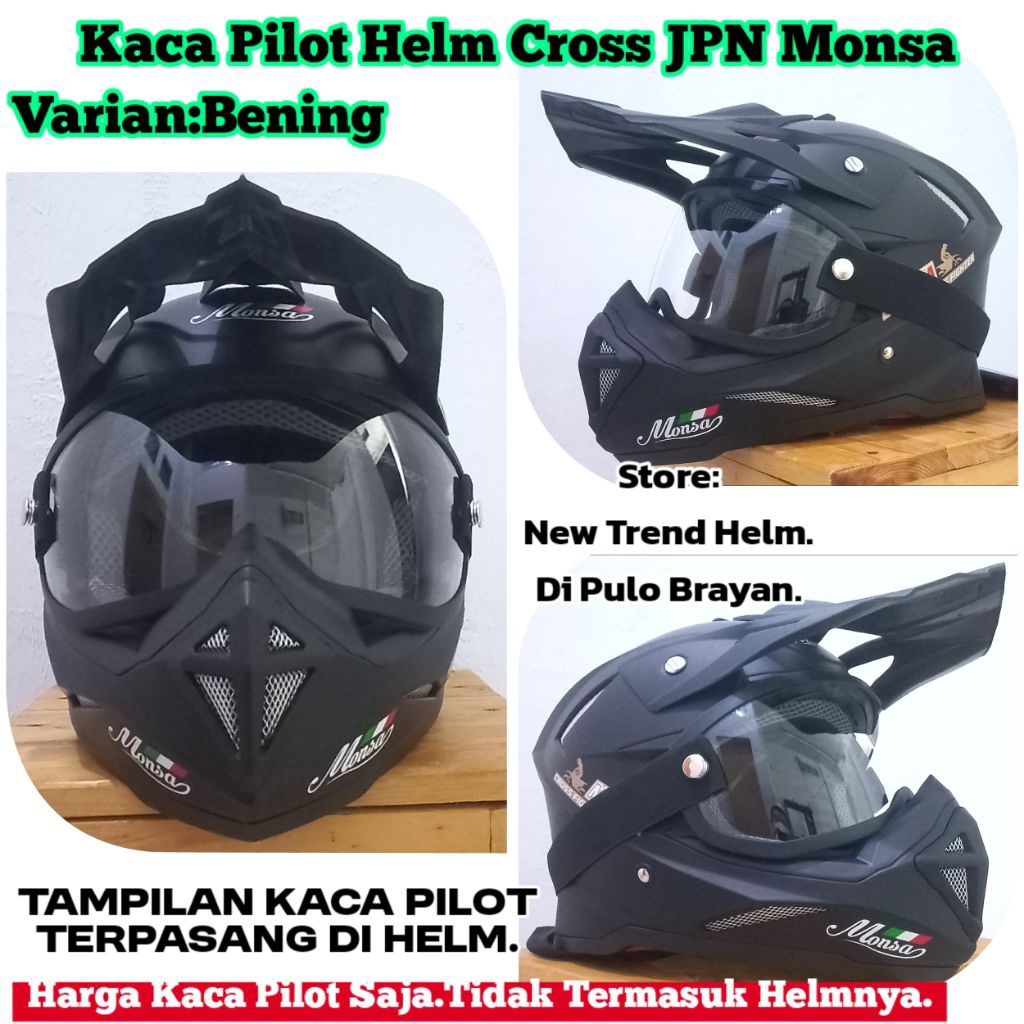 Kaca Helm JPN Monsa Cross.Kaca Mata helm Cross JPN Monsa Baca Deskripsi.