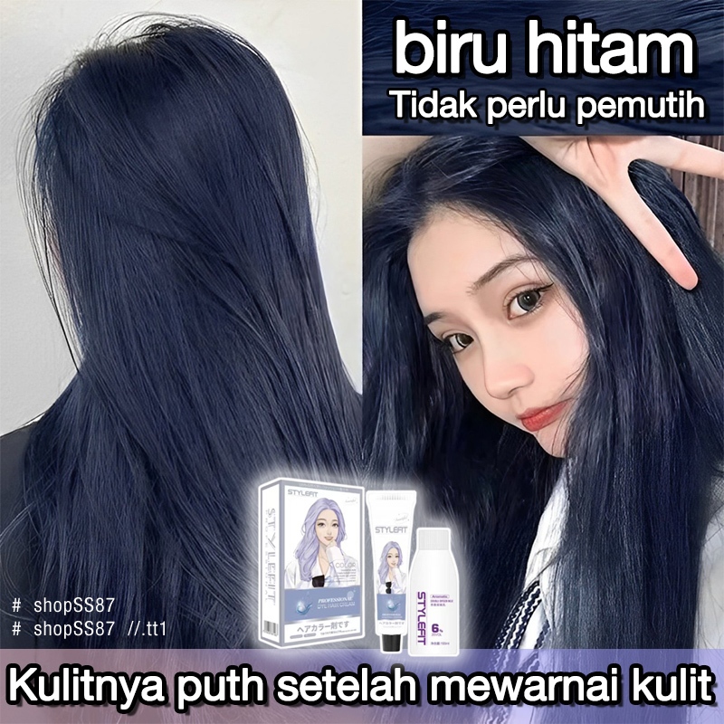 (Beli 100ml gratis 100ml)STYLE FIT cat rambut Biru Hitam *200ml,cat rambut ekstrak tanaman,pewarnaan