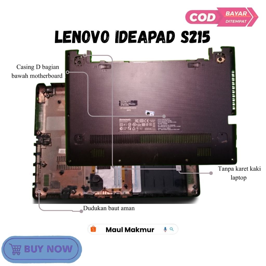 SECOND Casing Laptop Lenovo Ideapad S215| Case D Bagian Bawah Motherboard Laptop