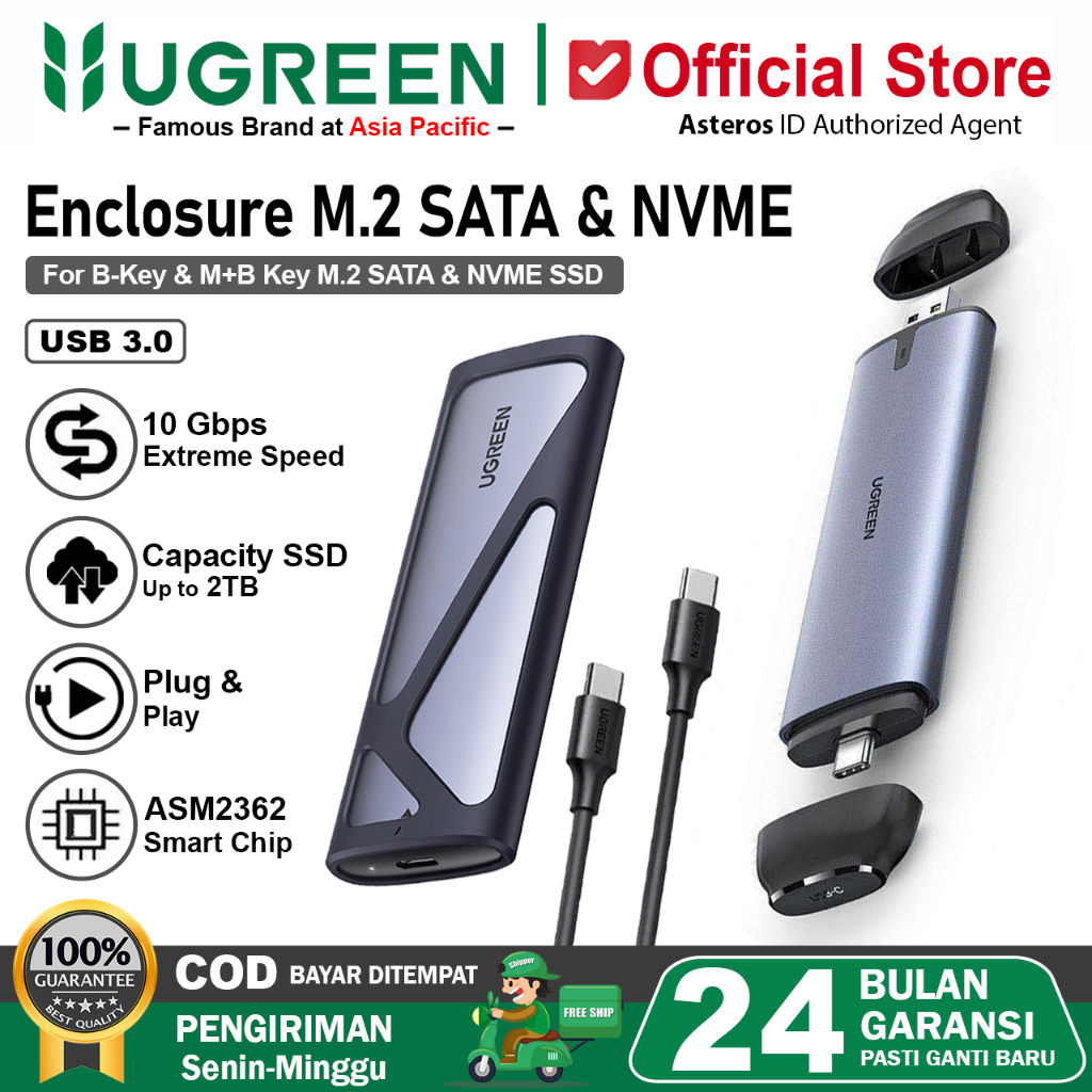 UGREEN Casing Enclosure SSD M.2 NVMe SATA NGFF To USB 3.1 / USB C 10Gbps
