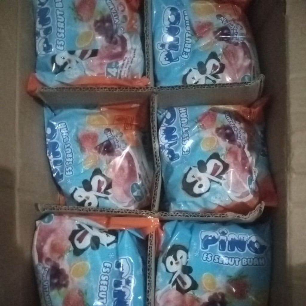 Pino Es Serut Buah Cup 4 Cup - Rasa Stroberi, Anggur, Jeruk