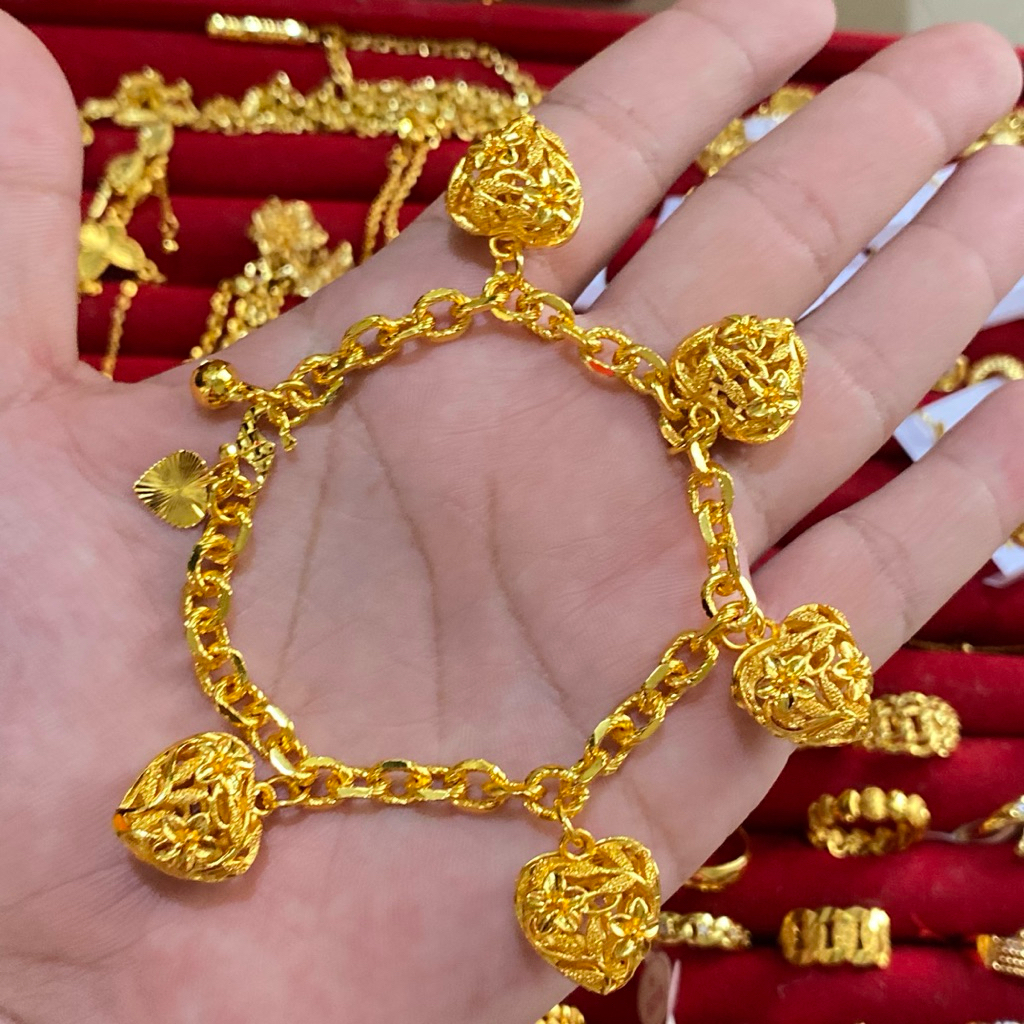 Gelang Nori Polos Love Lapis Emas Bangkok 24k