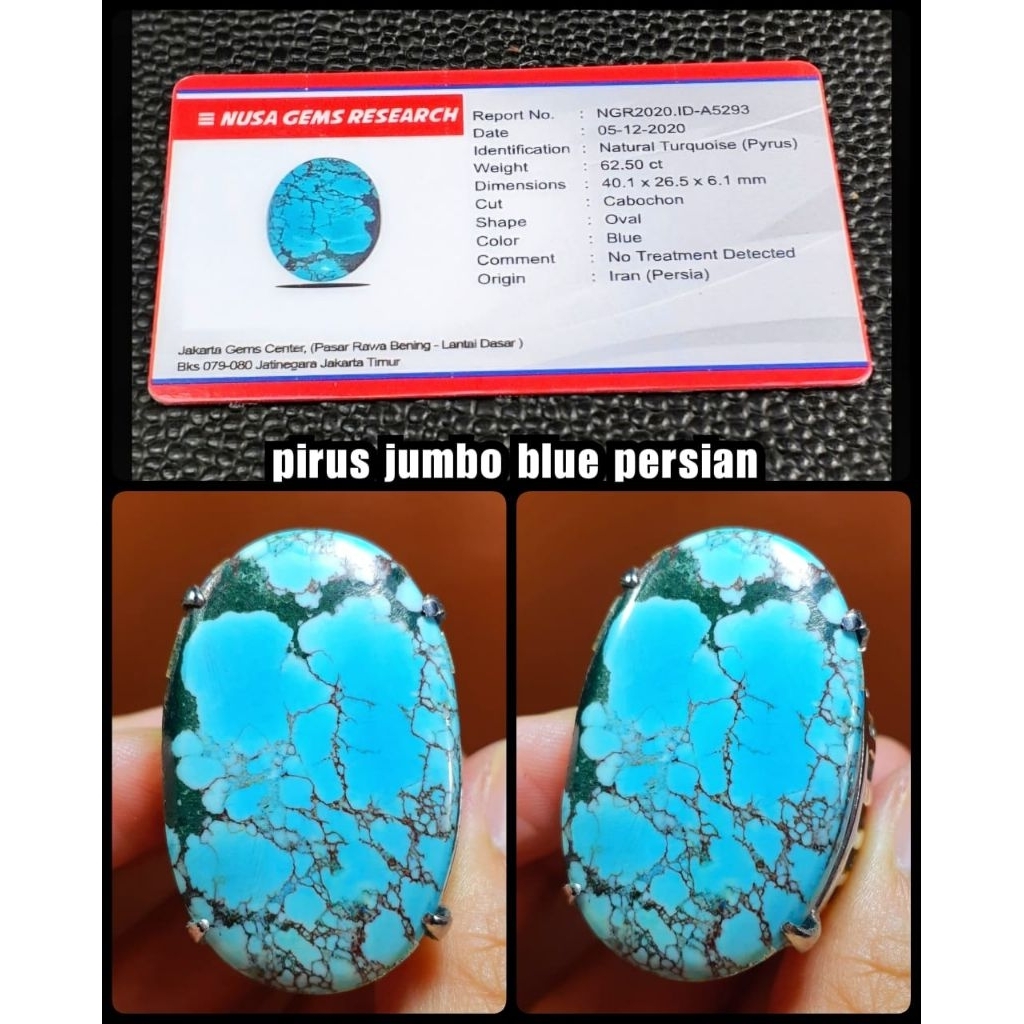 batu pirus jumbo asli Persia warna blue Fancy HQ