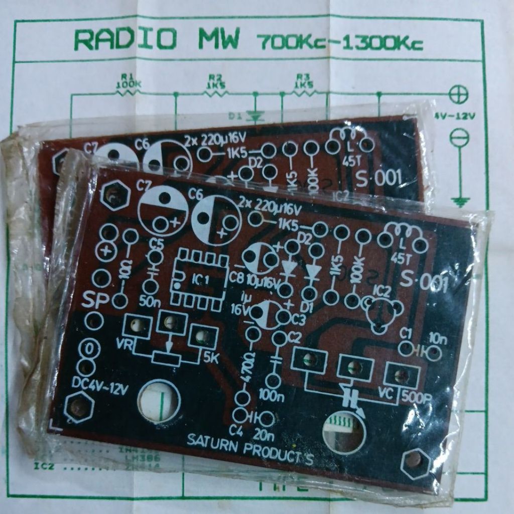 PCB SATURN S001 - RADIO MW 700 Kc - 1300 Kc