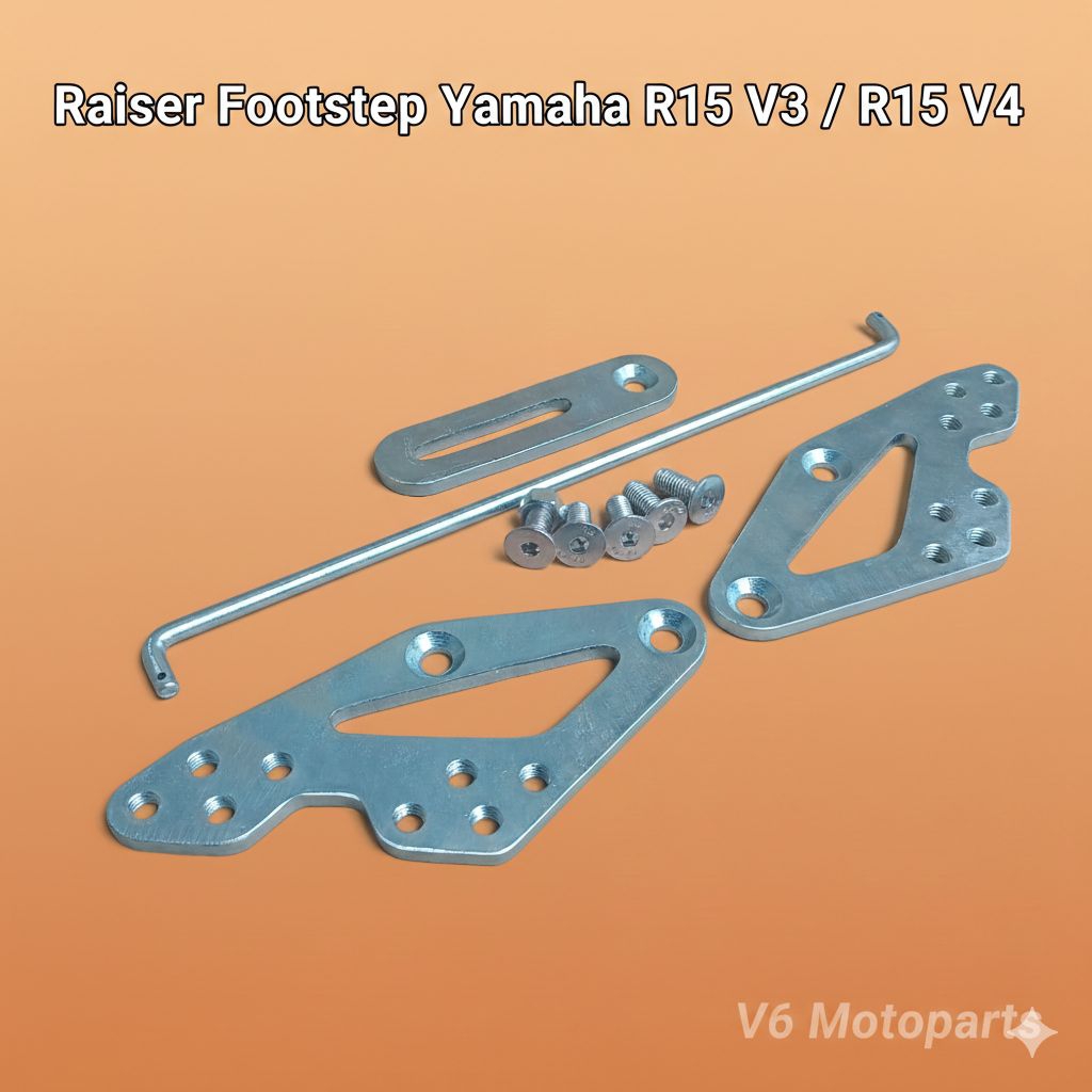 Raiser Footstep Yamaha YZF R15 V3 / YZF R15 V4 / Yamaha R15 V3 / Yamaha R15 V4 Warna Silver Tebal 6m