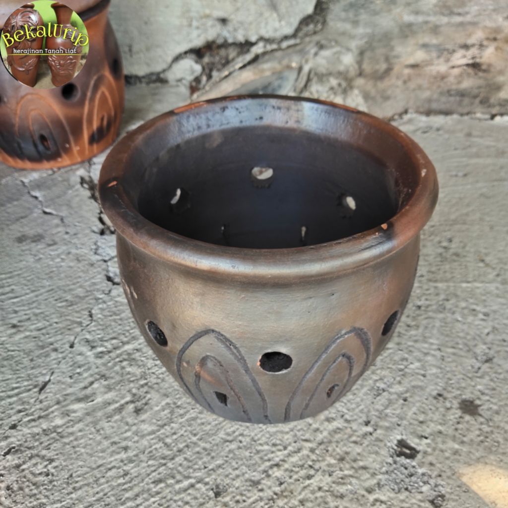 Pot bunga D25cm aesthetic gerabah tanah liat