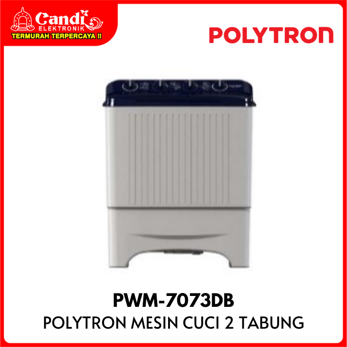POLYTRON Mesin Cuci 2 Tabung 7 Kg Big Pulsator PWM-7073DB