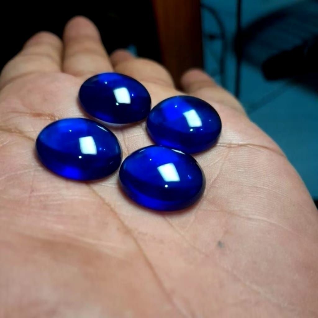 batu akik blue royal king safir blue cyklop bulat 18mm setengah lingkaran
