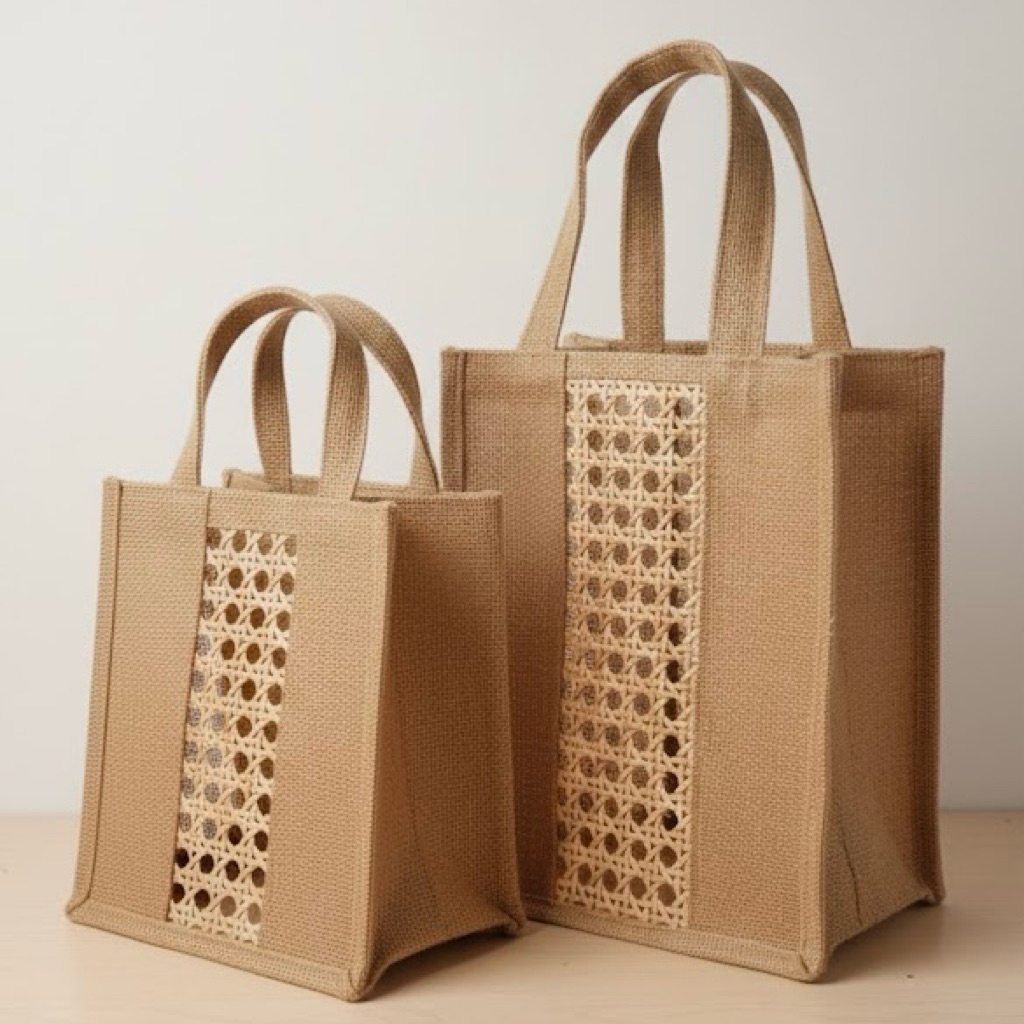Tas goni jute bag rotan hampers goni rotan