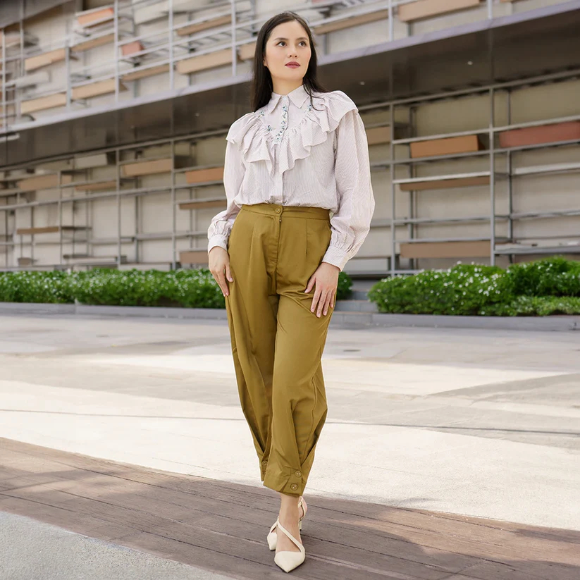 Bria Top Stripe Khaki Jenna and Kaia