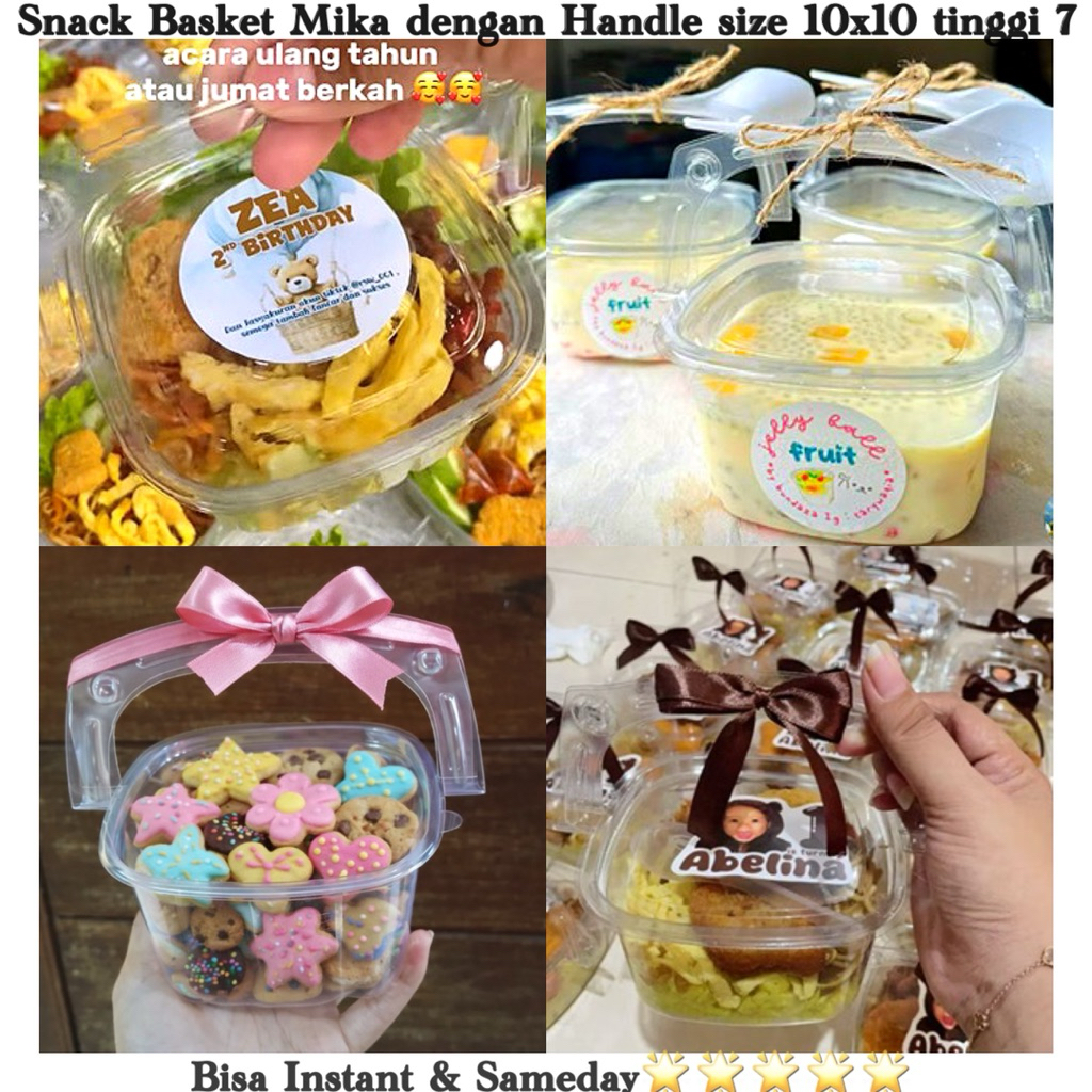 Snack Basket Mini Mika Ulang Tahun Anak Box Mika Handle Mini Cake / Pudding / Cookies / Dessert 10x1