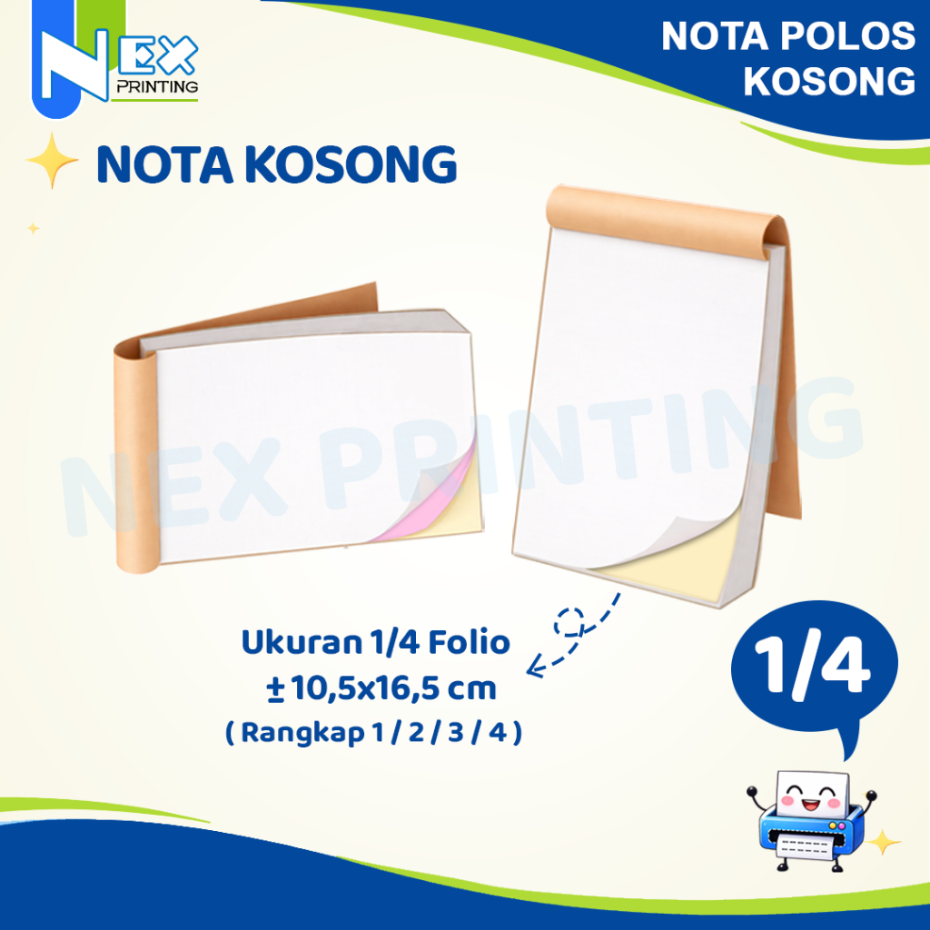 1/4 Nota Memo Polos Kosong Ukuran 1/4F Kwitansi bisa Satuan ukuran Bon Faktur Untuk toko online offl