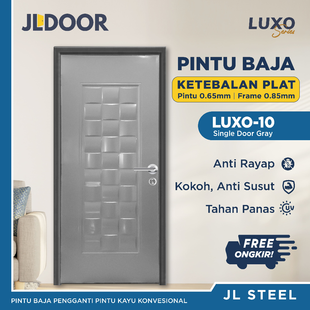 JLDOOR Pintu Baja Ringan Minimalis LUXO 10 Grey