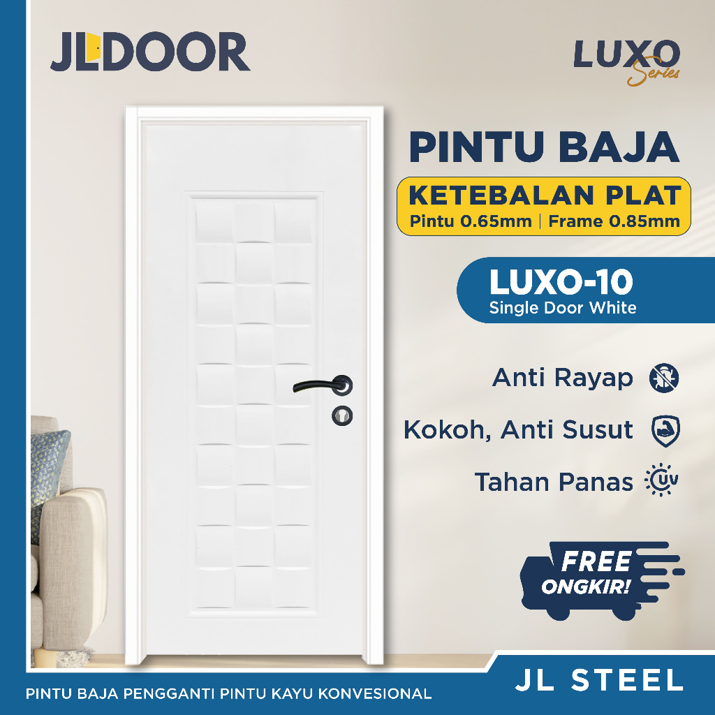 JLDOOR Pintu Baja Ringan Minimalis LUXO 10 White
