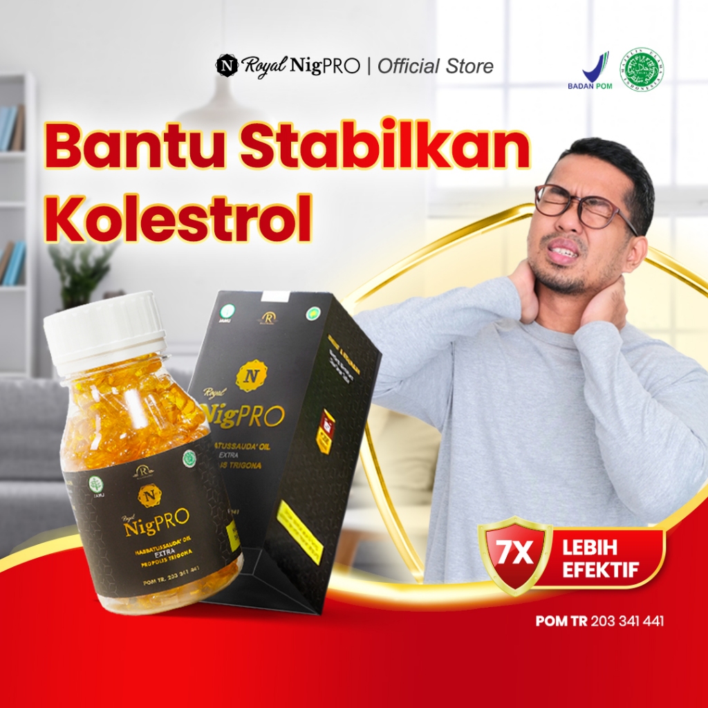 Suplemen Penurun Kolesterol | Habbatussauda & Extra Propolis | Royal NigPRO Isi 100 & 200 Kapsul
