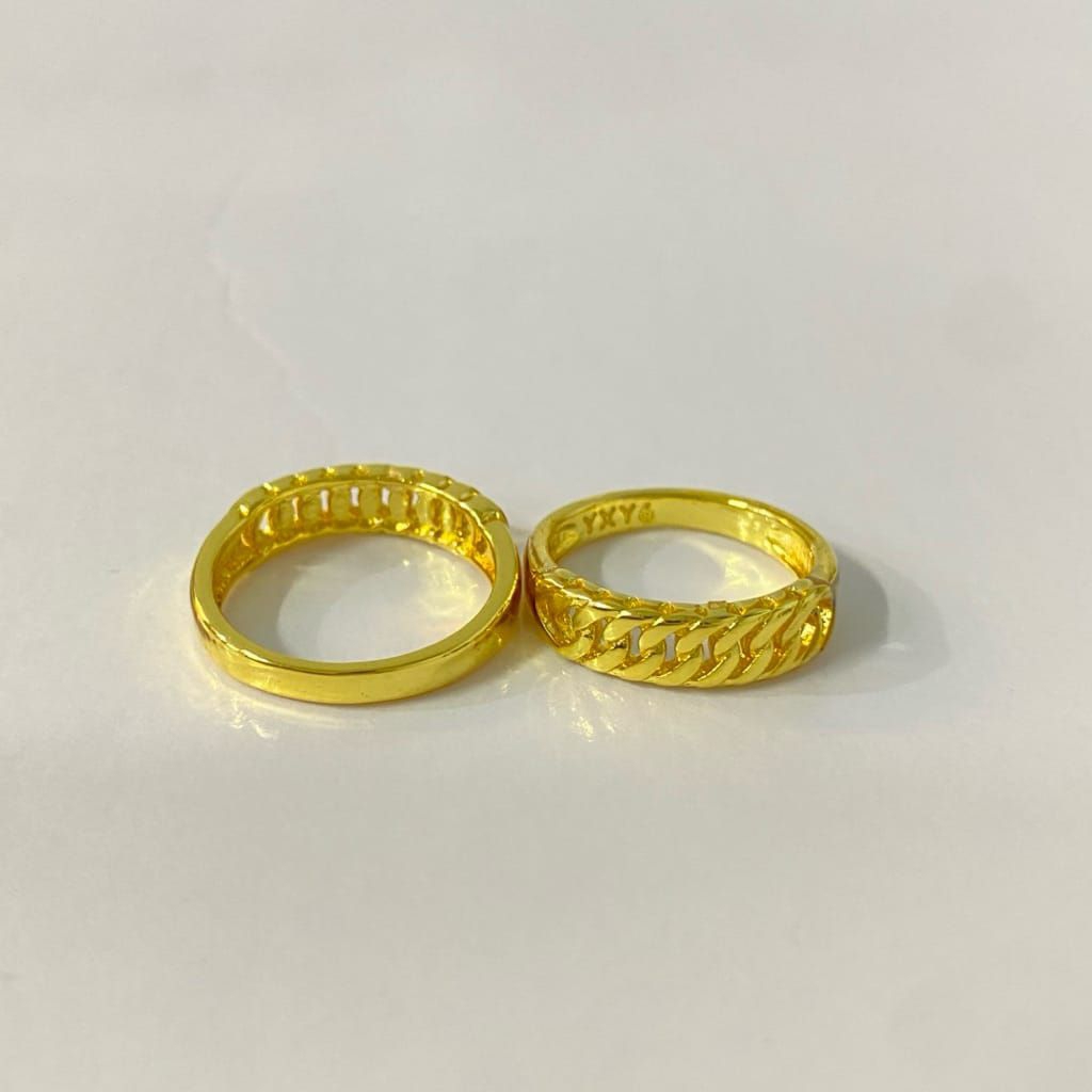 Cincin rantai kecil lapis kristal mirip emas 24k 99%