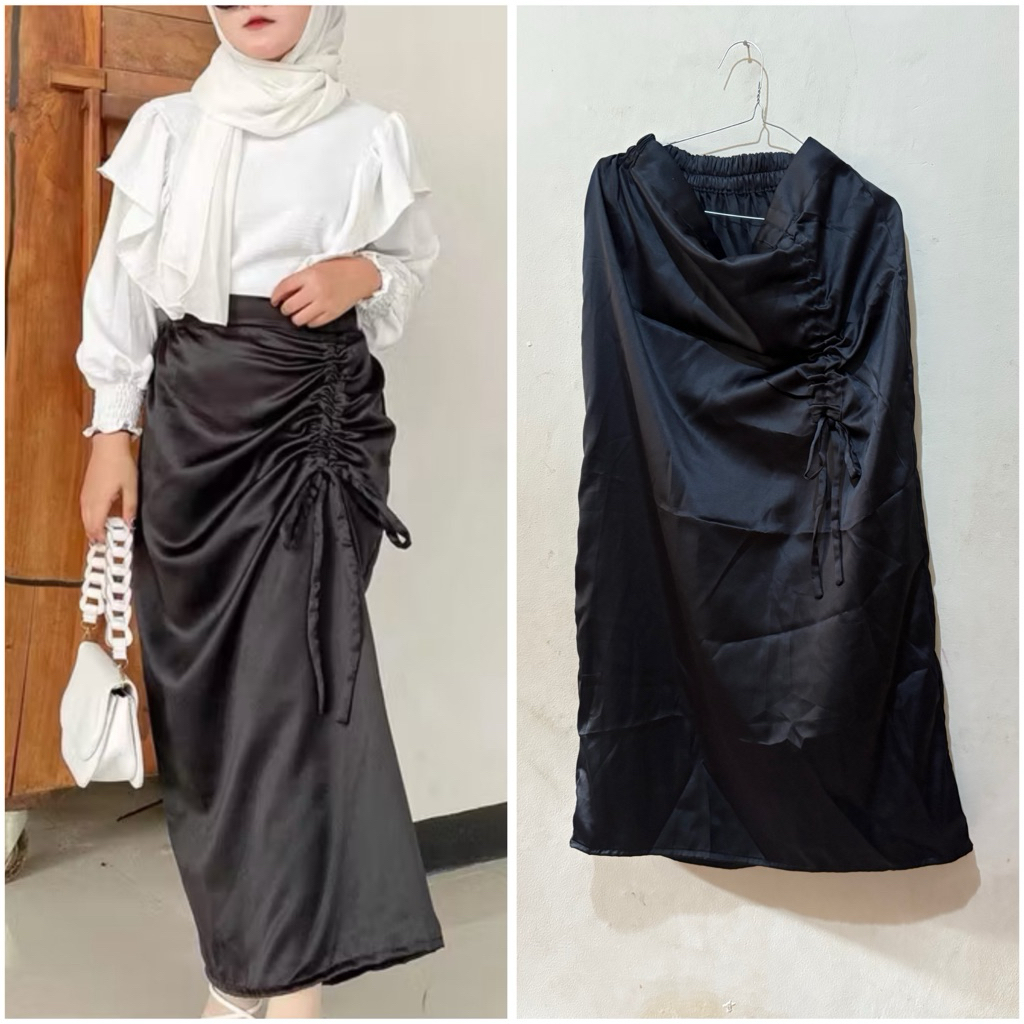 pl rok satin serut hitam