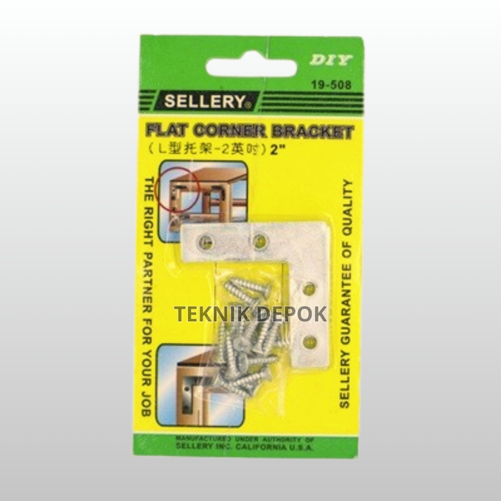 SET Isi 4 Pcs Flat Corner Bracket 2 inch Plat Pinggir Siku L Pengencang Penguat Sambungan Sudut Meja
