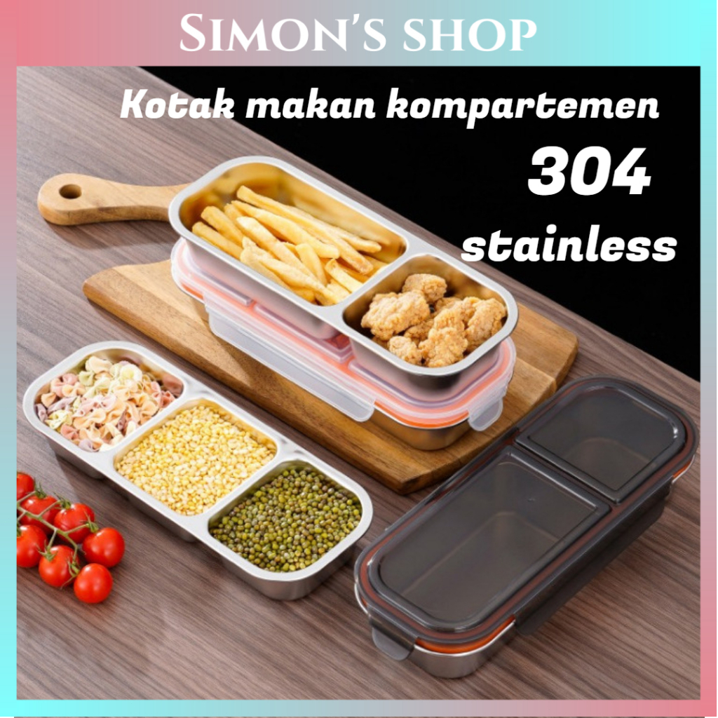 304 stainless steel  Kotak Bekal Anak Stainless / Kotak makan berlapis kompartemen berkualitas makan