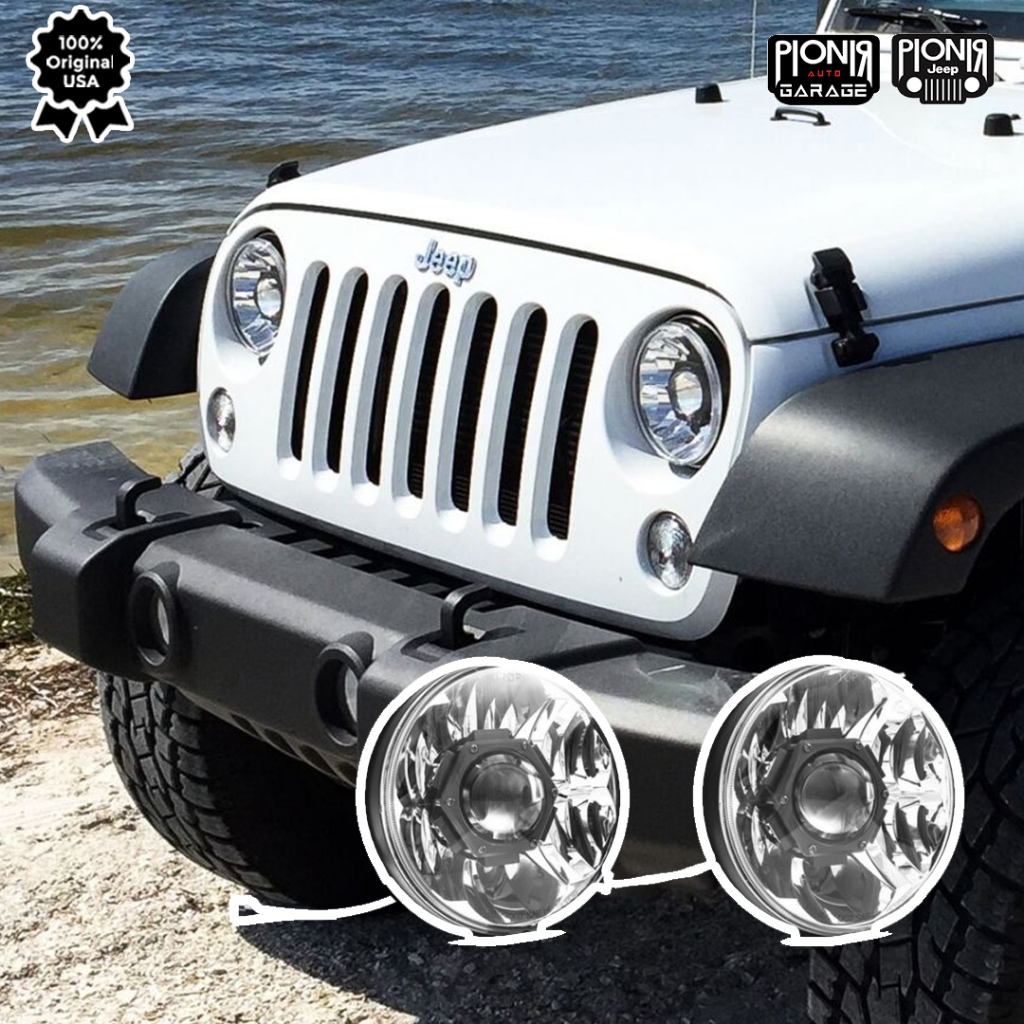 Headlamp Jeep Wrangler JK KC HiLiTES 7 inch Gravity LED Pro DOT Original USA | Head light Jeep JK | 