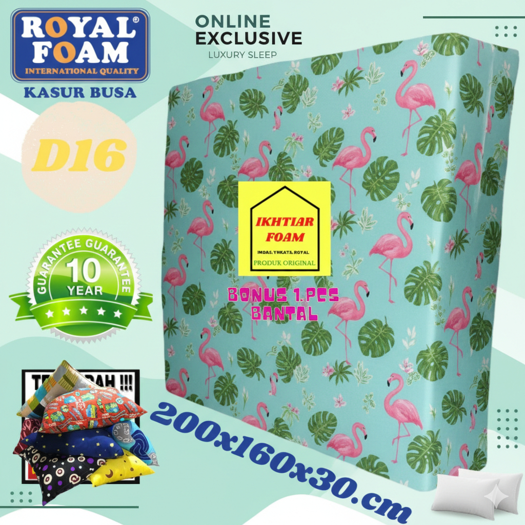 Kasur Busa Royal No 2 Tebal 30 cm Kasur Busa Royal Foam yellow D16  200X160X30 CM Garansi 10 Tahun