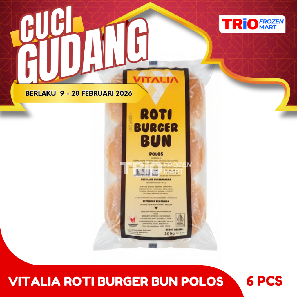 Vitalia Roti Burger Bun Polos isi 6 pcs