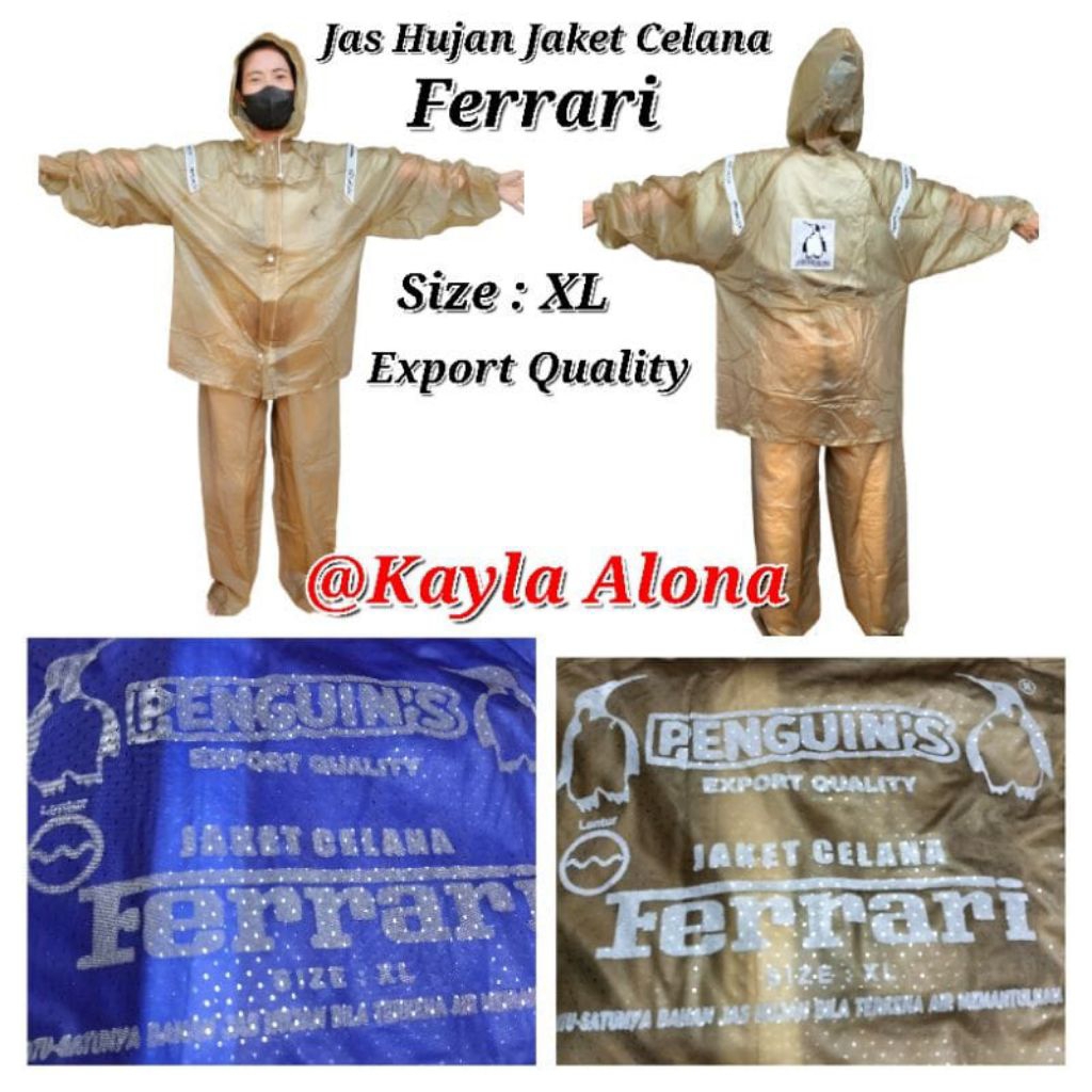( Jaket Celana Ferrari Penguin's ) Jas Hujan Jaket Celana FERRARI Penguin's