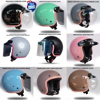Helm bogo model solid list pink cocok untuk wanita helem murah bagus berkualitas sni