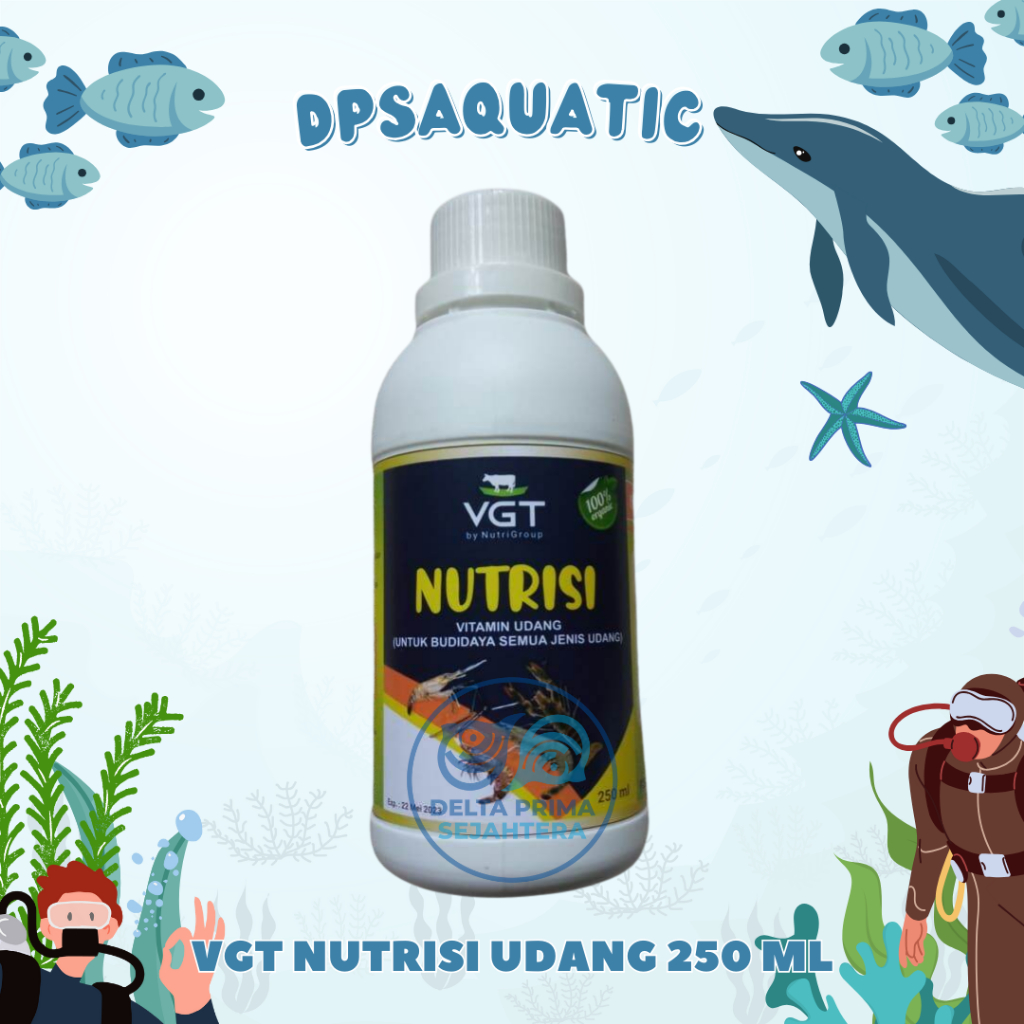 VGT NUTRISI UDANG 250 ML - Probiotik & Vitamin Organik Untuk Meningkatkan Produktivitas Udang.