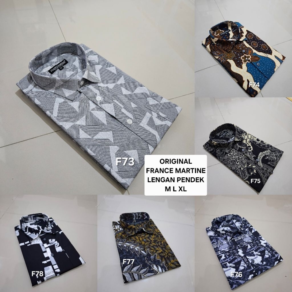 KEMEJA LENGAN TANGAN PENDEK CASUAL BAHAN KATUN SIZE M L XL FRANCE MARTINE REGULER FM