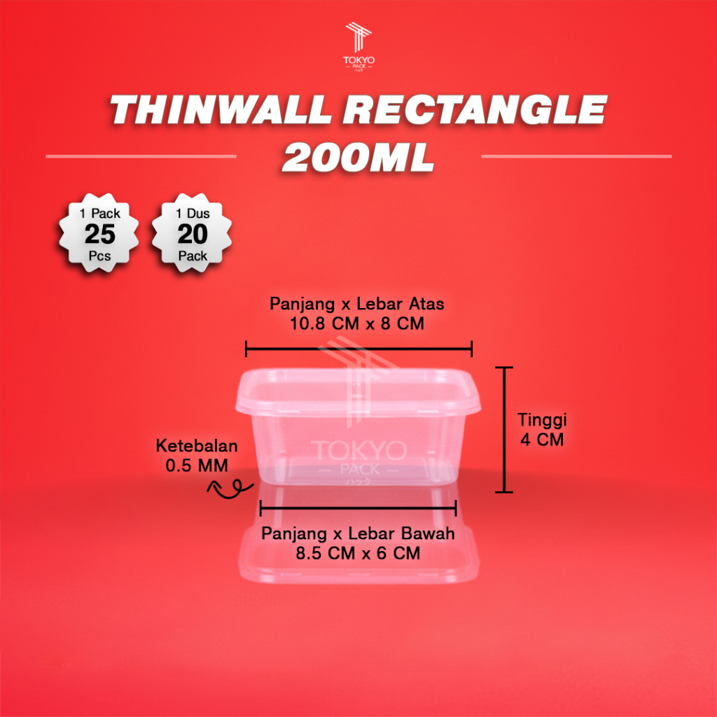 kotak plastik persegi panjang 200ml / thinwall plastik 200ml MURAH