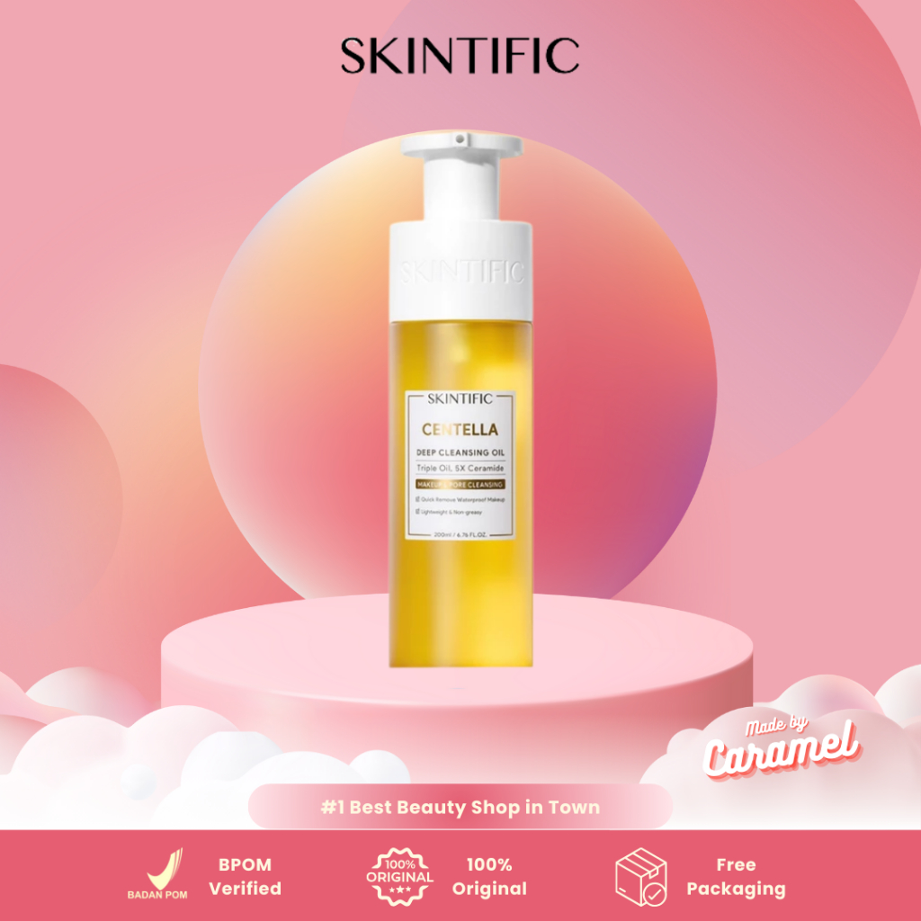 SKINTIFIC Centella Deep Cleansing Oil - Kulit Berminyak Berjerawat & Semua Jenis Kulit Menghapus Mak