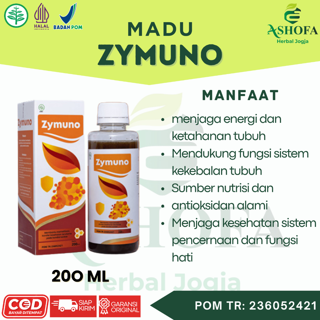 ZYMUNO Madu Herbal Original 200ml | Madu Hutan & Meniran | BPOM & Halal MUI