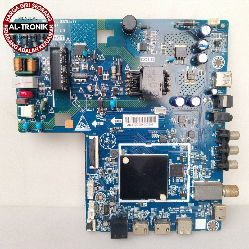 MAINBOARD TV LED CHIQ 43 INCH MODEL L43G7P MODUL MB MAIN BOARD CHIQ L43G37