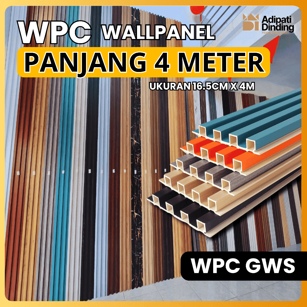 Adipati Dinding WPC Wall Panel Panjang 4 Meter WPC Woodpanel PVC Panel Dinding Premium lebih Panjang