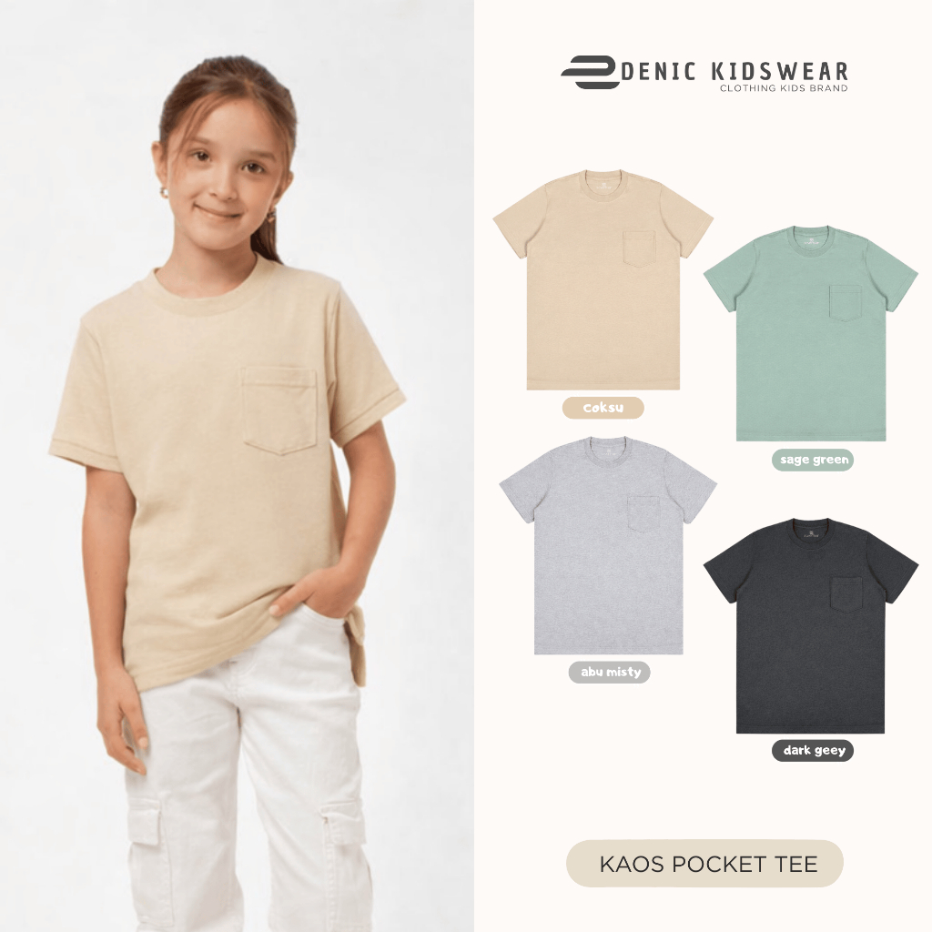 kaos anak / kaos polos pocket kaos kantong anak-anak kaos anak polos murah pe pocket tee anak-anak k