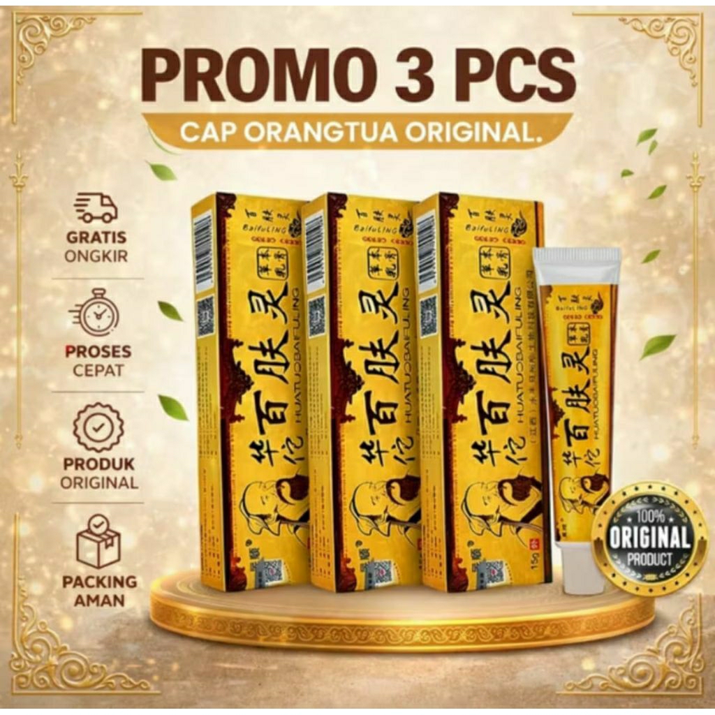 ‎‎TERMURAH PAKET HEMAT 3 PCS SALEP HUATUOBAIFULING CAP ORANG TUA ORIGINAL