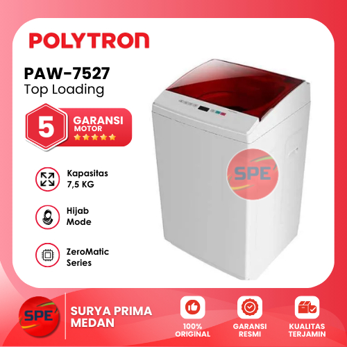 Polytron Mesin Cuci 1 Tabung 7.5KG PAW-7527R / PAW 7527 R / PAW7527
