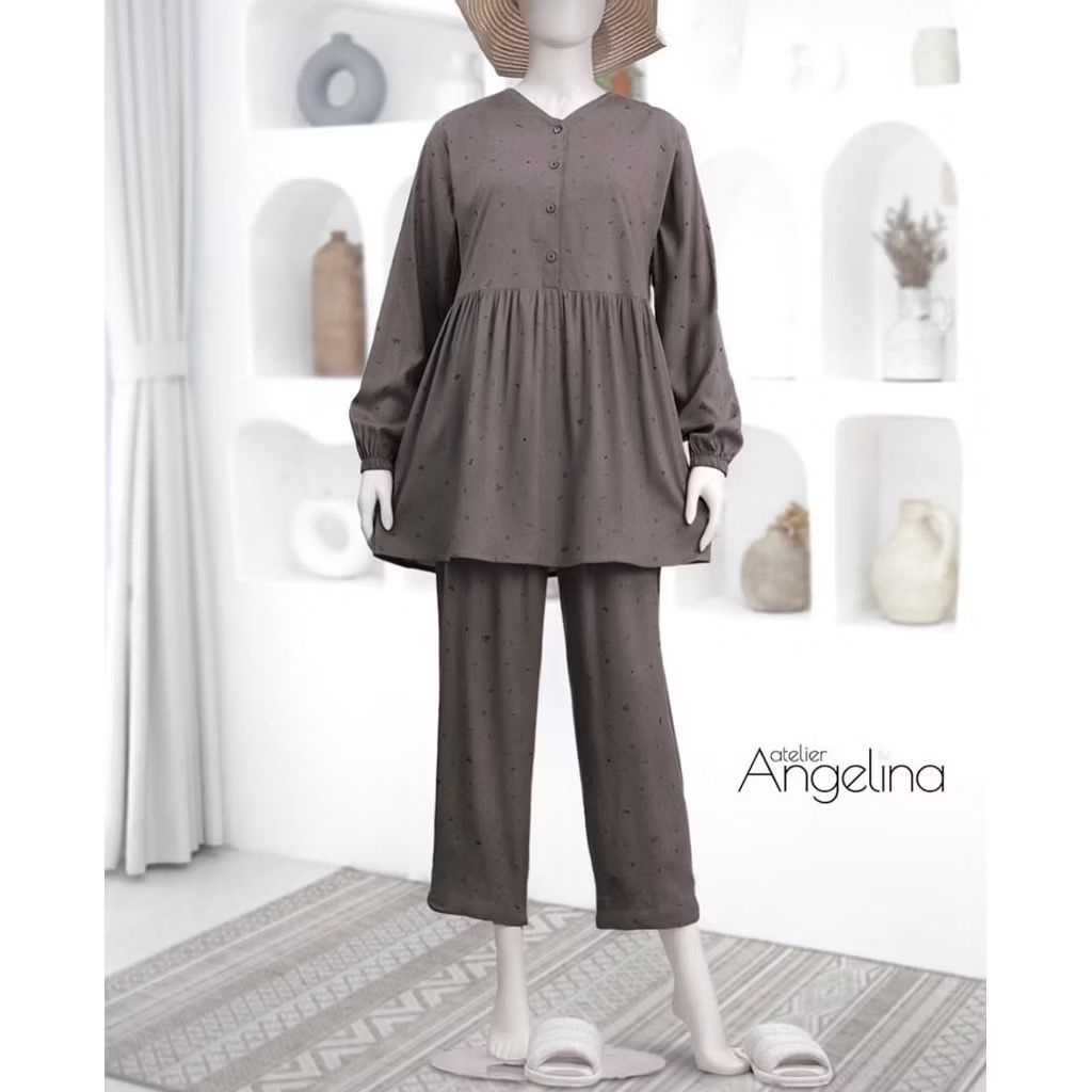[SIAP KIRIM] ANNA PAJAMAS GEO DOODLES MOREL REJECT SIZE M BY ATELIER ANGELINA TERBARU