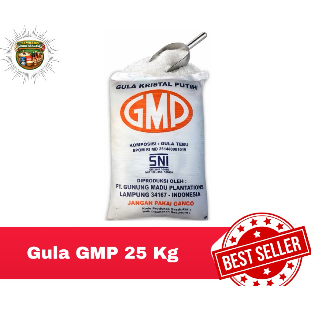 Gula Kristal Putih GMP 25 Kg / Gula Pasir GMP 25 kg / Kristal Halus Mudah lalut