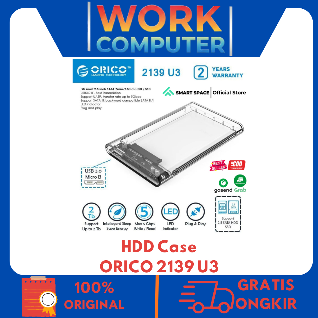 ORICO 2139U3 V1 2.5 Inch Transparent Usb 3.0 Box Harddisk Hard Drive Enclosure Case Hardisk External