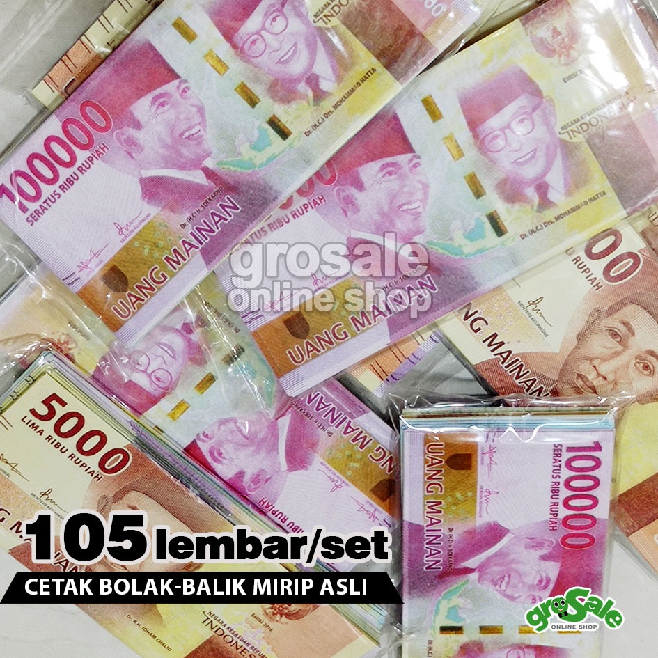 105 LEMBAR 7 MATA UANG MAINAN RUPIAH TERBARU MONEY TOYS MONOPOLI EDUKASI BELAJAR JUAL BELI DUIT DUIT