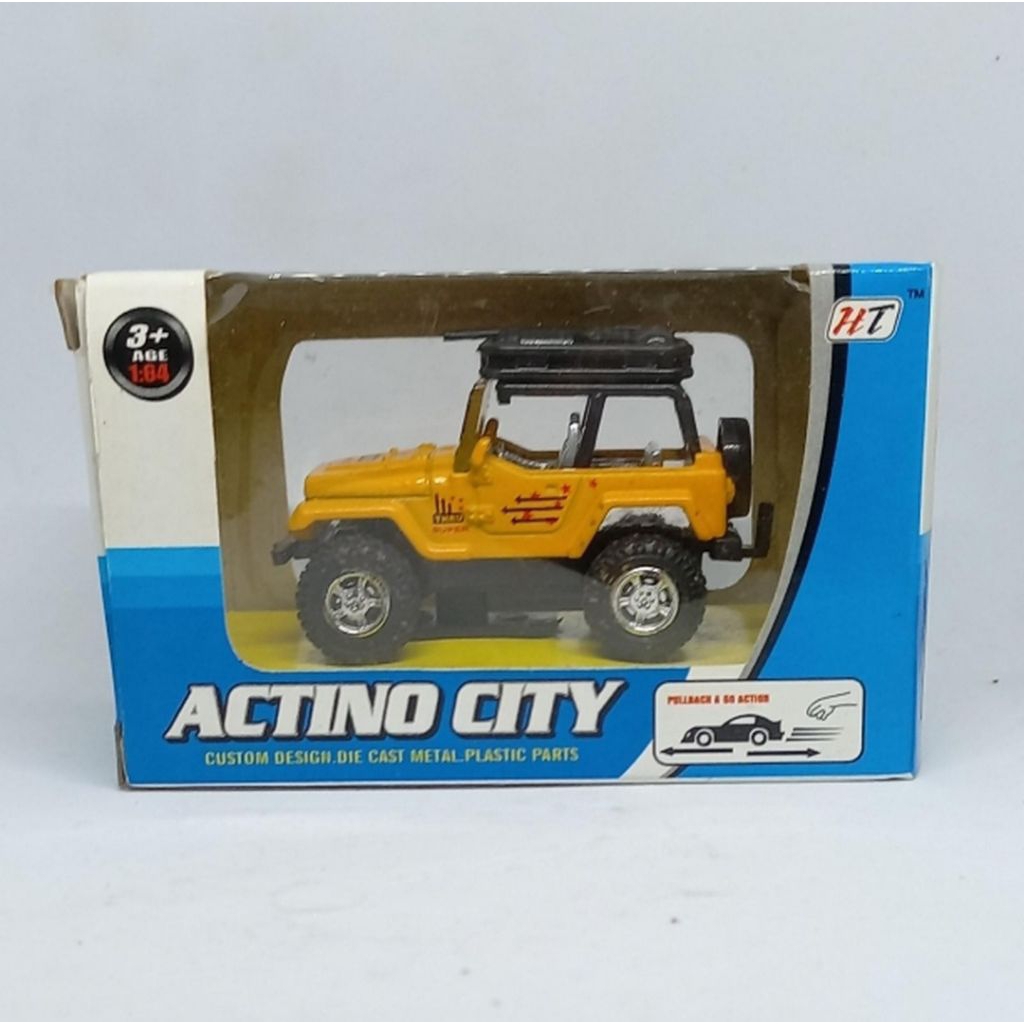 actino city jeep wrangler kuning diecast 1/64 not pullback (t)