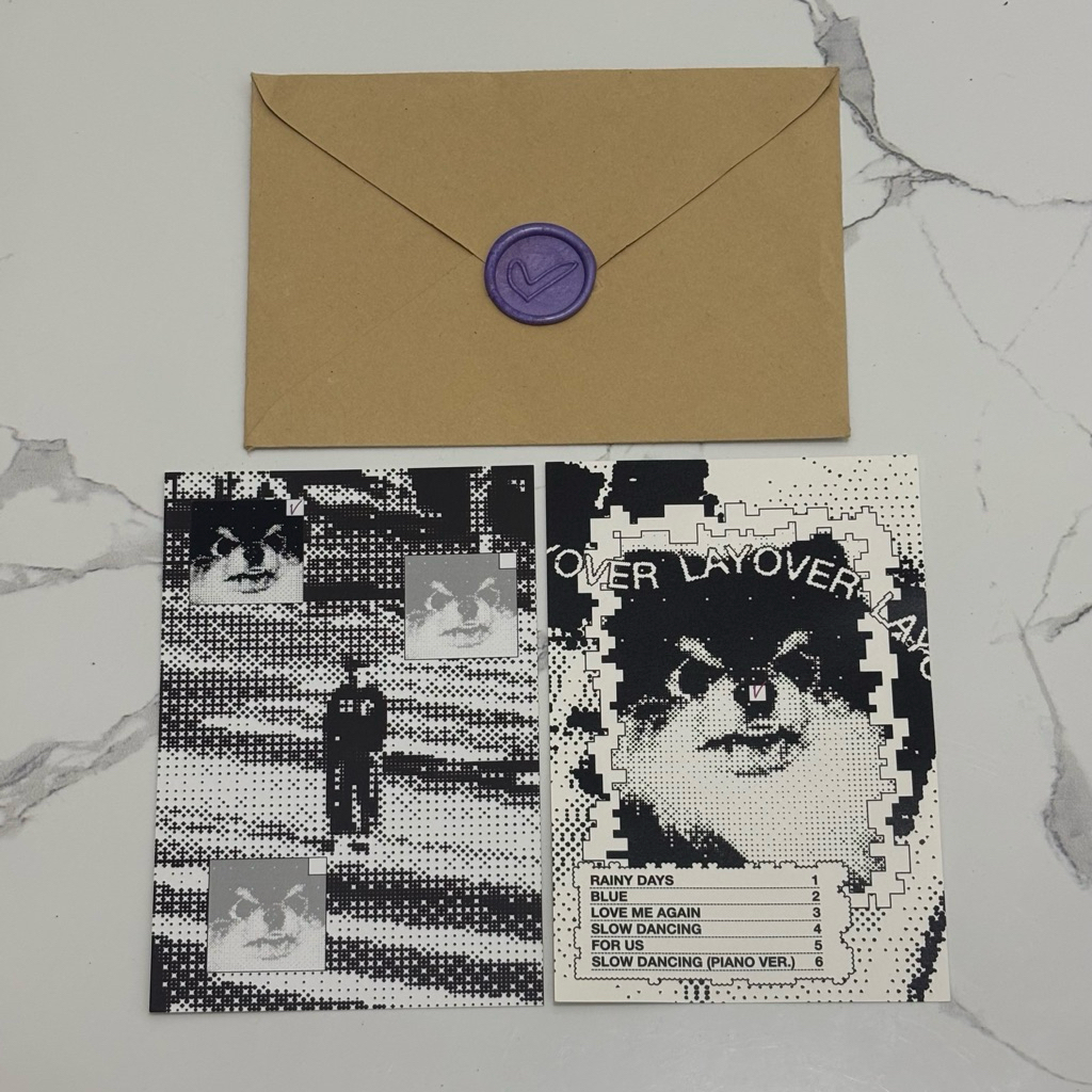 BTS TAEHYUNG LAYOVER BROADCAST POSTCARD RARE NAMJOON SEOKJIN YOONGI JHOPE JIMIN TAEHYUNG JUNGKOOK