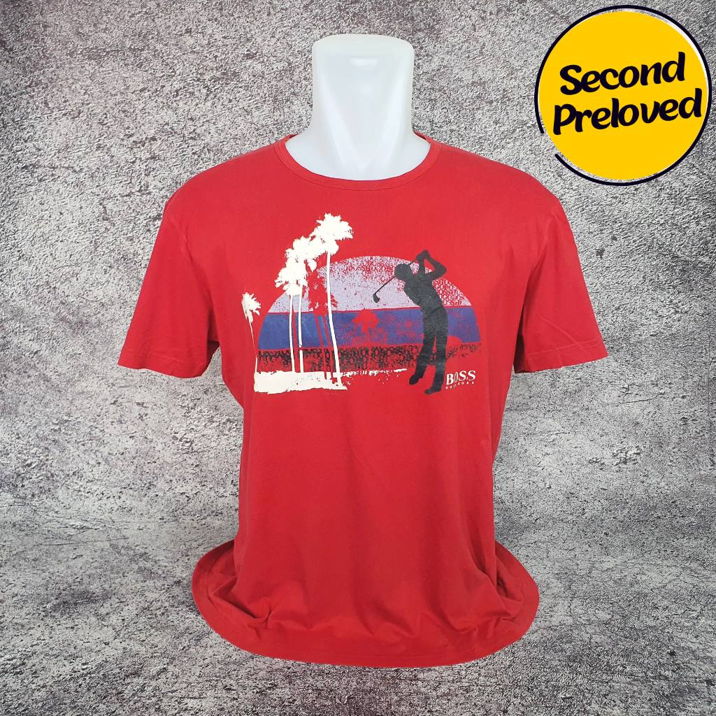 Baju Kaos HUGO BOSS - Size XL / Lebar 56 cm - Original - Second